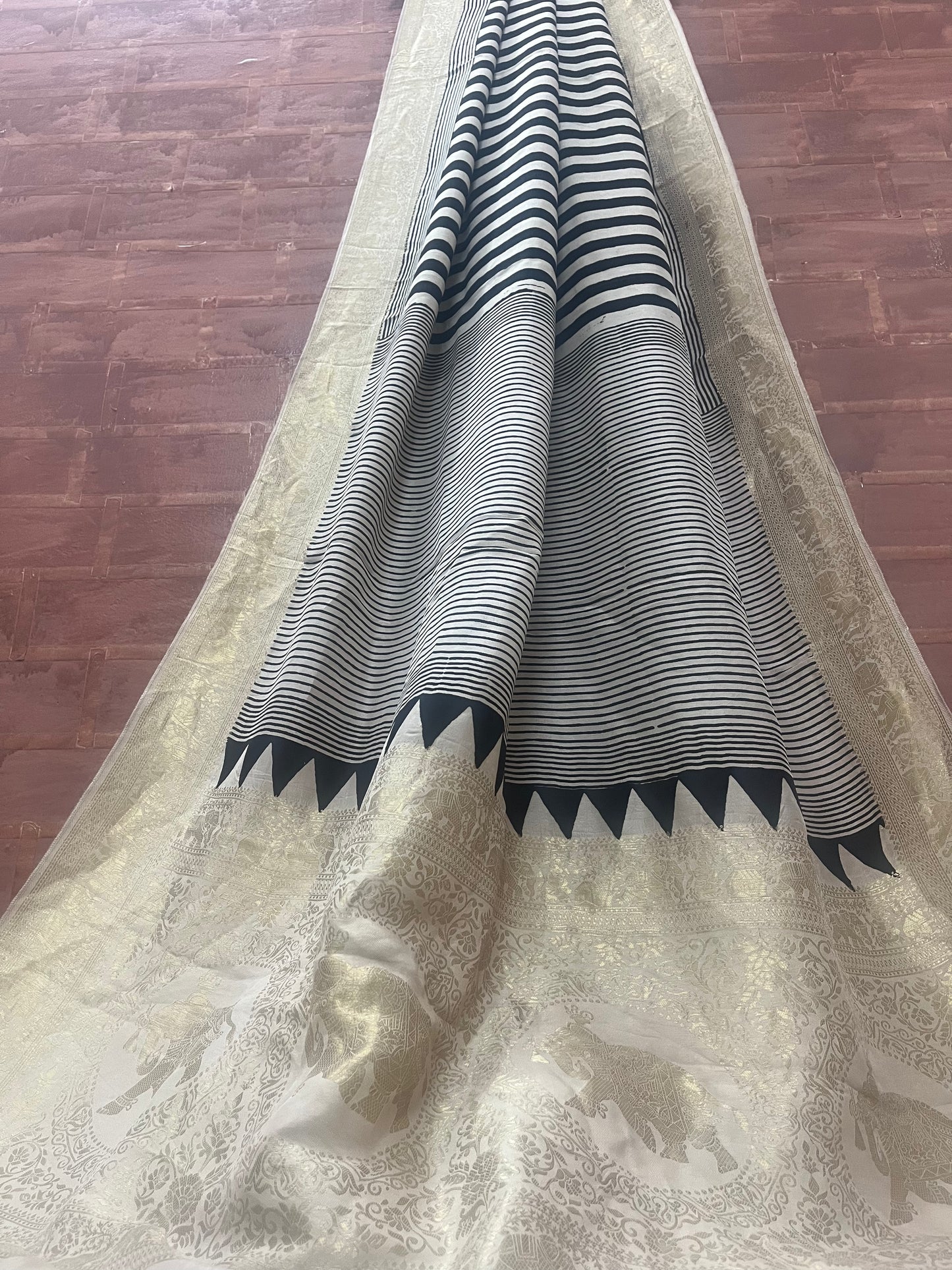 Ajrakh Dola silk saree : Make to order