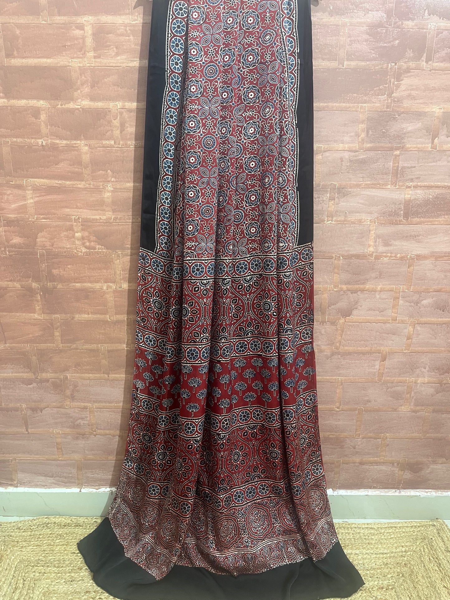 Ajrakh modal silk saree : Make to order