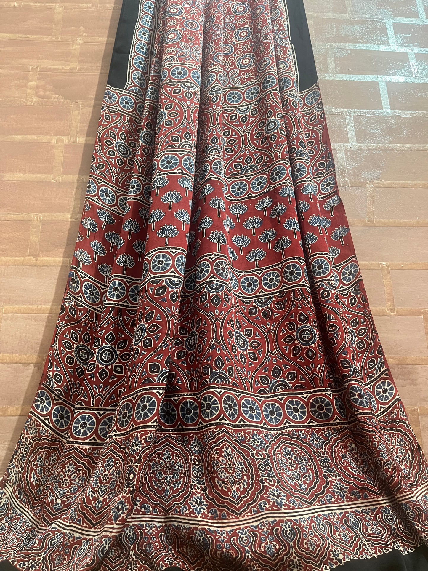 Ajrakh modal silk saree : Make to order