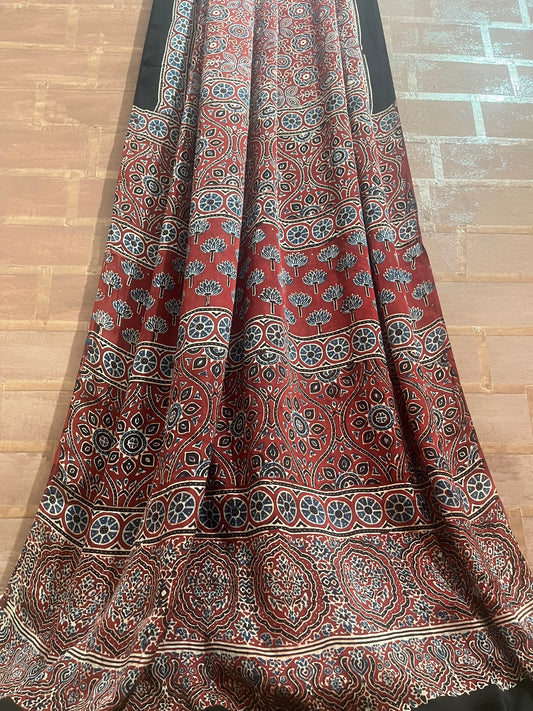 Ajrakh modal silk saree : Make to order