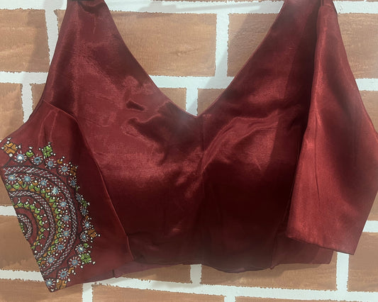 Maroon Mashru Blouse