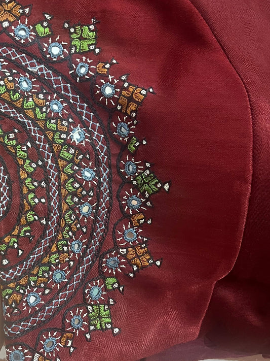 Maroon Mashru Blouse