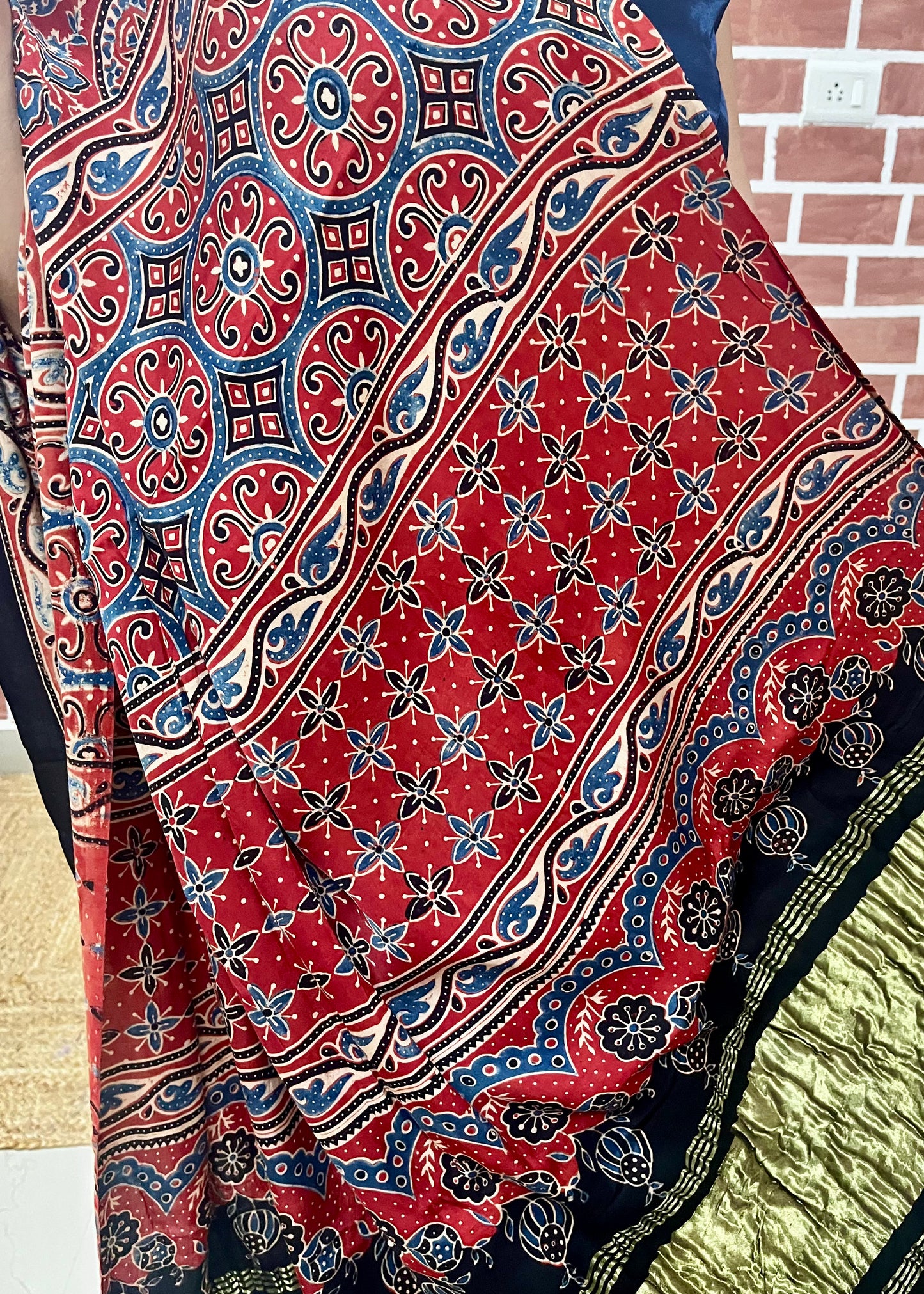 Ajrakh modal silk saree : Ready to ship