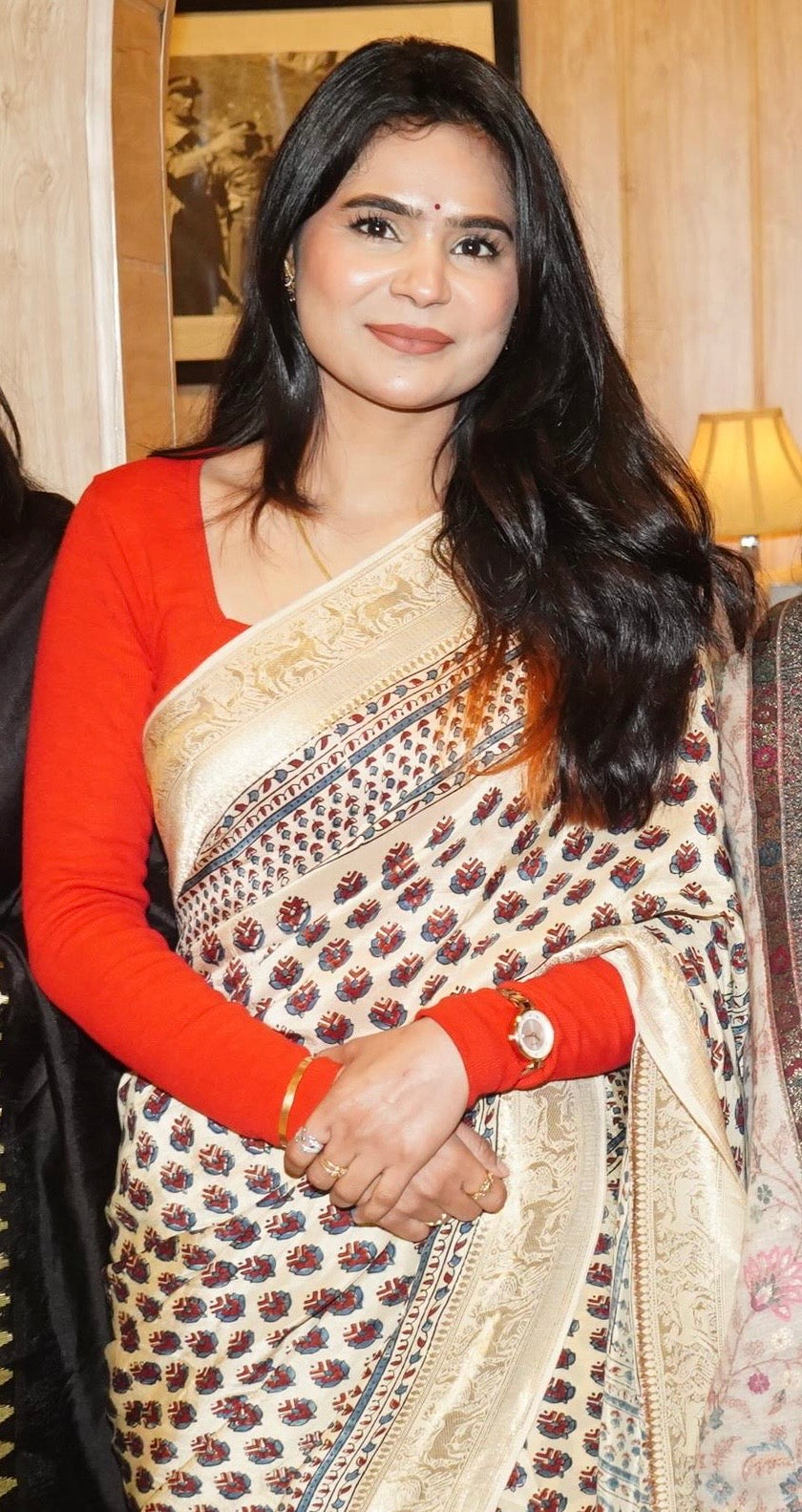Ajrakh Dola silk saree : Make to order