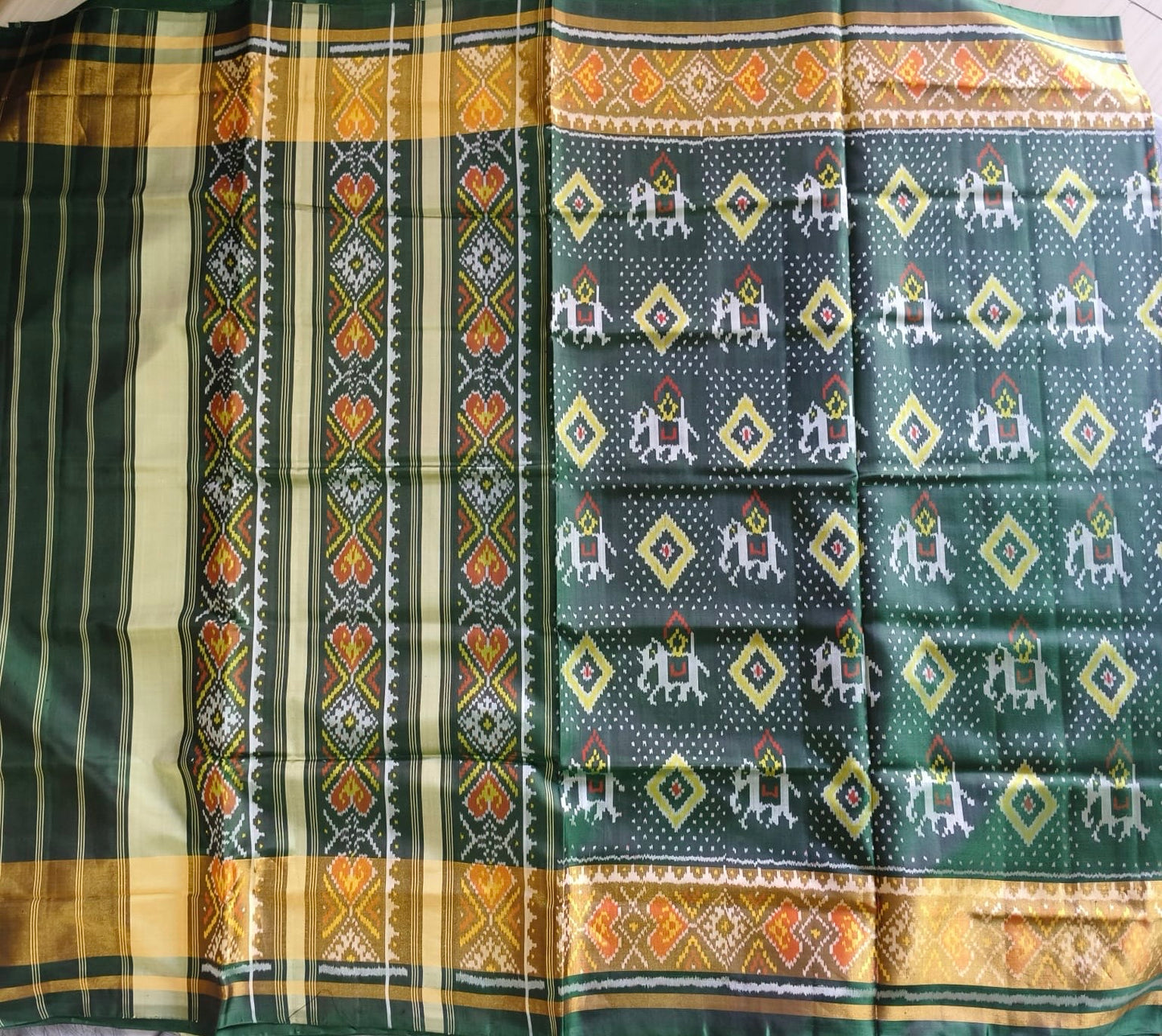Dark Green Single Ikat Patola