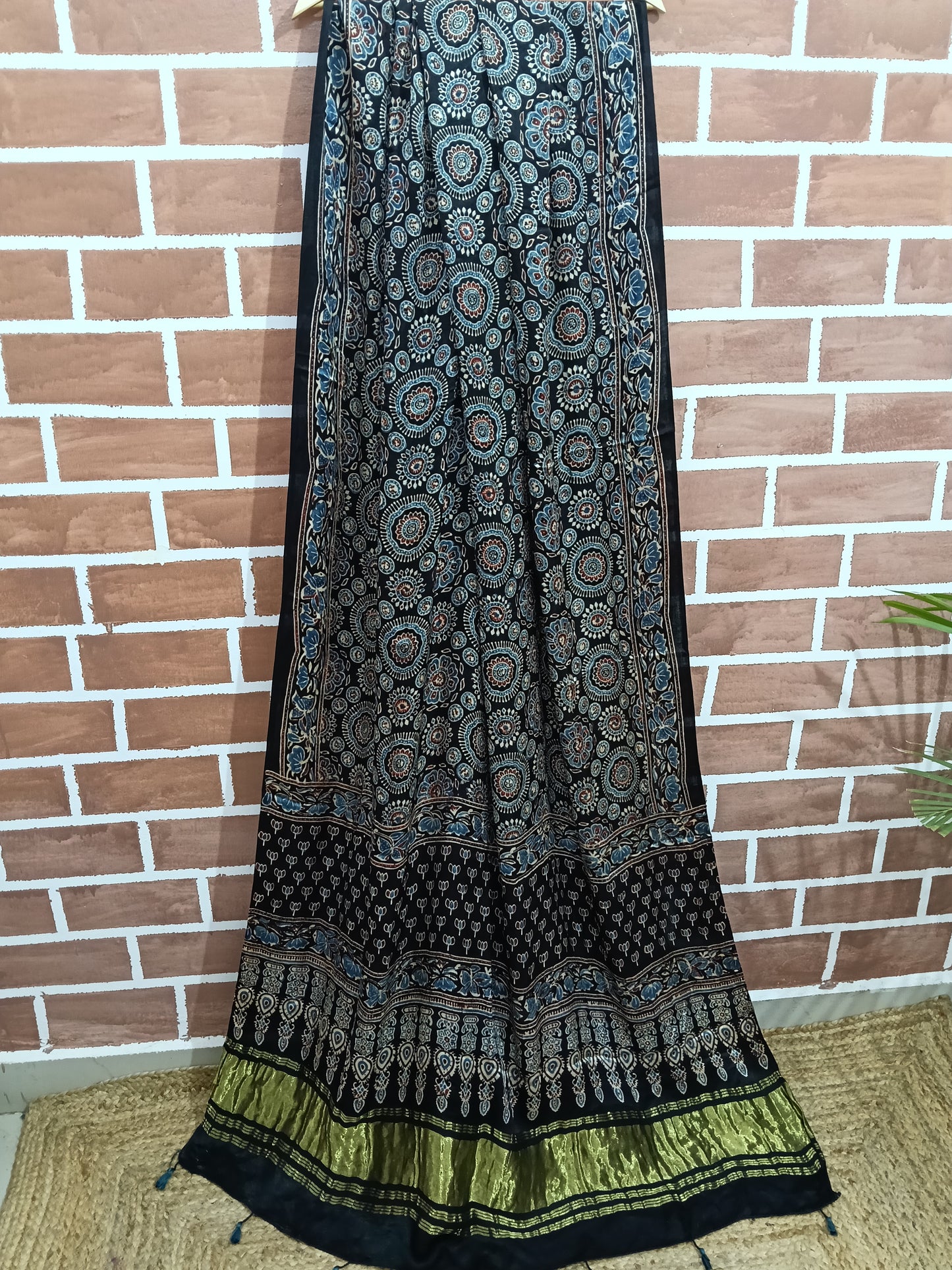 Ajrakh Modal Tissue Dupatta- Black