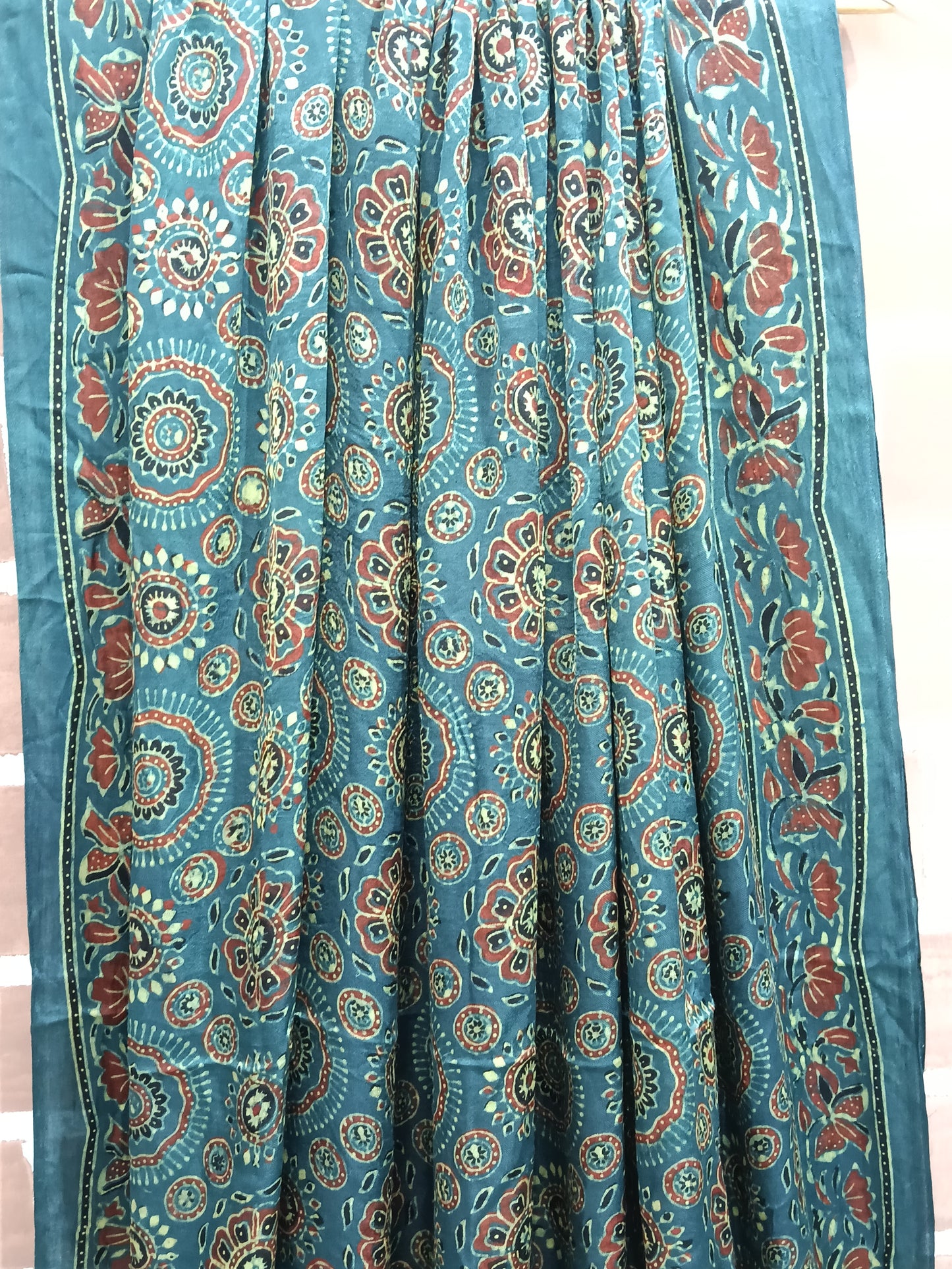 Ajrakh Modal Tissue Dupatta - Green